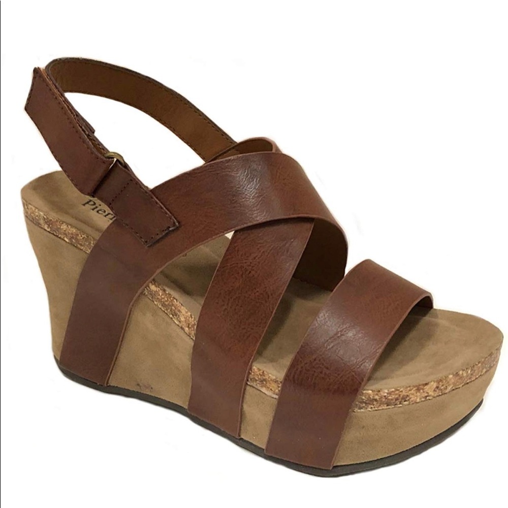 Pierre Dumas Leather Strappy Wedges - NEW!